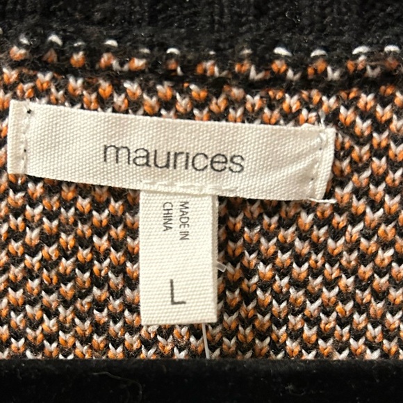 Maurice’s Large Women’s Black Ghost Pattern Cardigan Halloween Sweater NWT - Picture 3 of 5